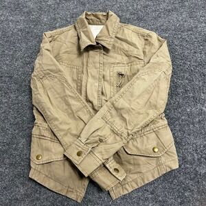 Gap Field Jacket Womens Size XS Petite Tan Cotton Twill Utility Military Coat